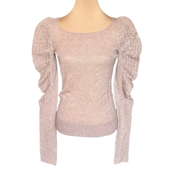 NWOT Bird by Juicy Couture Alpaca Sweater Sz M Puff Sleeve Zip Back Coquette - Picture 1 of 11